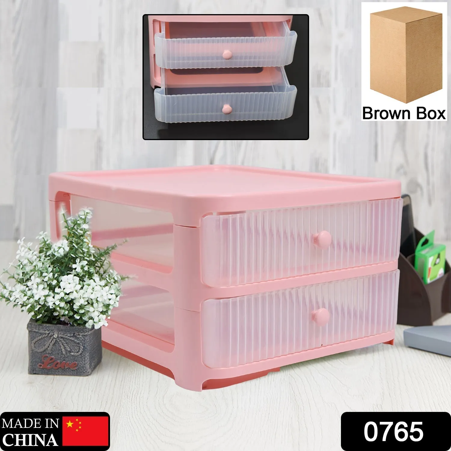 0765 Desk Organizer Drawers 2 Tier Pen & Pencil Stand Stationery Storage Home and Office Stationery Box