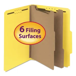 100% Recycled Pressboard Classification Folders, 2 Dividers, Letter Size, Yellow, 10-box