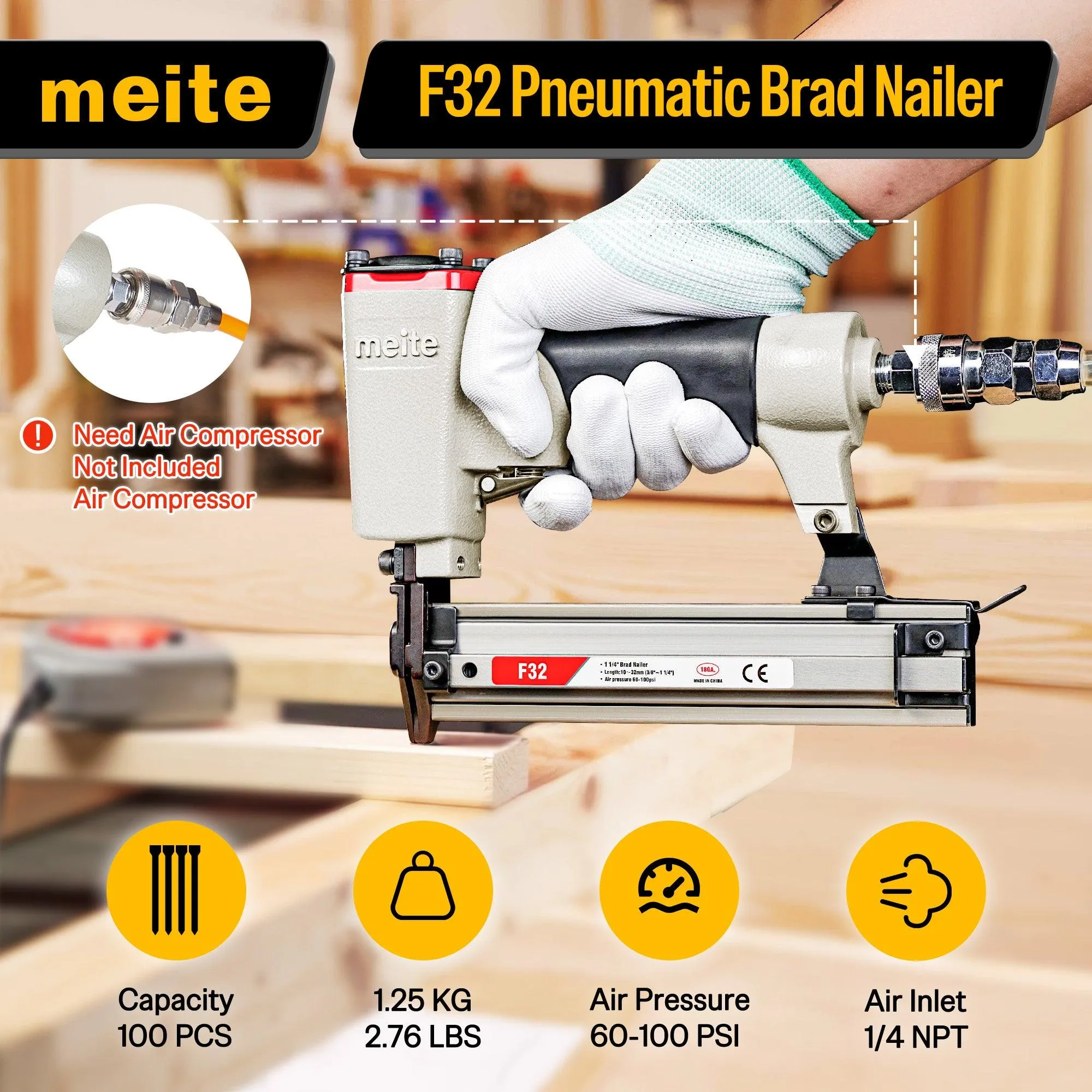 18 Gauge 3/8" to 1-1/4" Length Brad Nailer