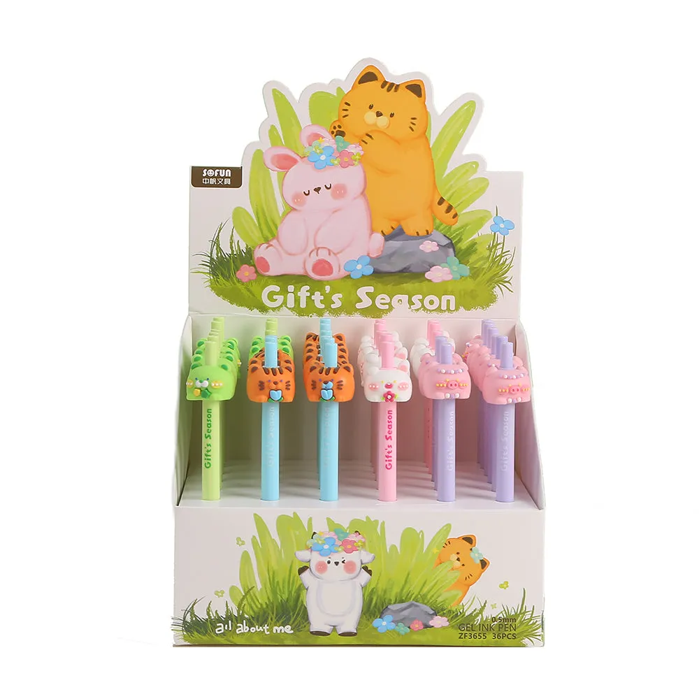 22603 ANIMALS GIFT SEASON RETRACTABLE GEL PEN-36