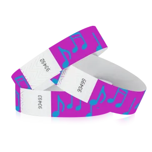 3/4" Tyvek Music Notes Wristbands