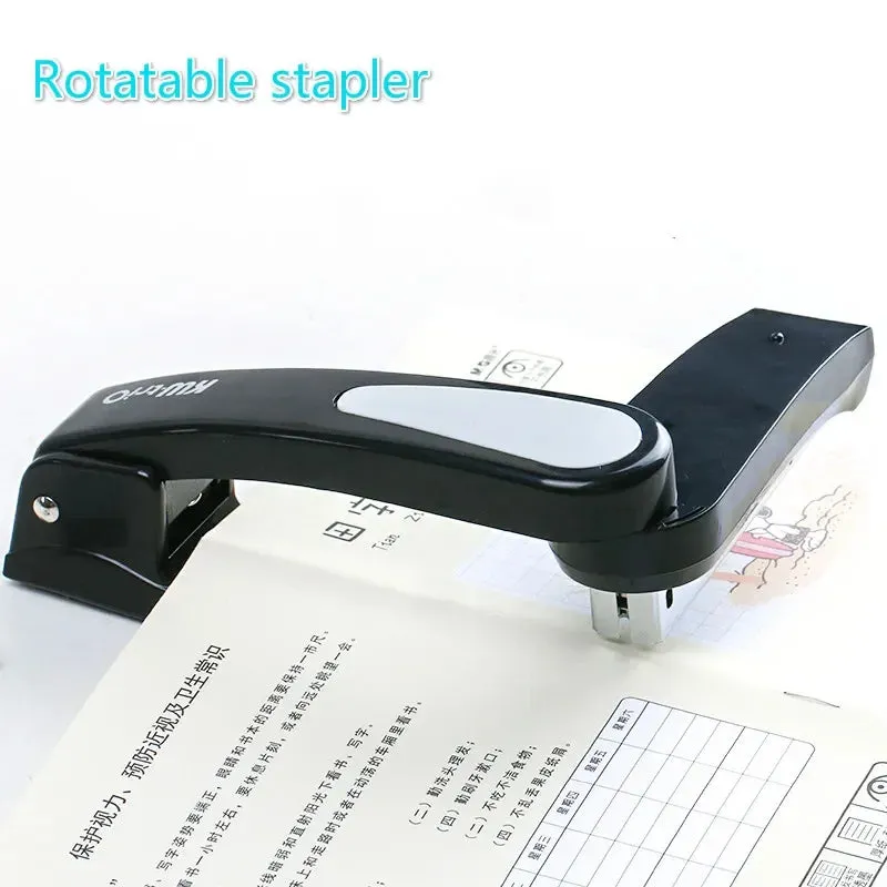 360 Rotatable Heavy Duty Stapler Use 24/6 Staples Effortless Long Stapler School Paper Staplers Office Bookbinding Supplies