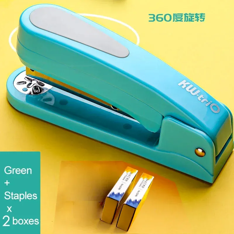 360 Rotatable Heavy Duty Stapler Use 24/6 Staples Effortless Long Stapler School Paper Staplers Office Bookbinding Supplies