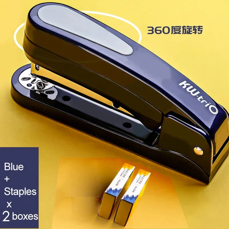 360 Rotatable Heavy Duty Stapler Use 24/6 Staples Effortless Long Stapler School Paper Staplers Office Bookbinding Supplies