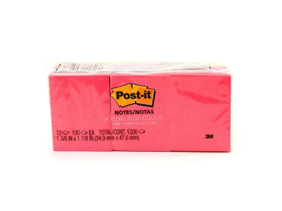 3M Post-It Neon Color 653AN 1.5inx2in 12pads-pack