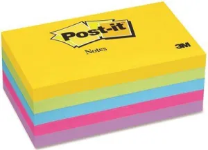 3M Ultra Color Notes 3 X 5 Five Colors 5 100-Sheet Pads/Pack