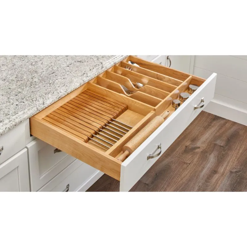 4WUTKB Series Natural Maple Utensil Tray (33.13" x 22" x 2.88")