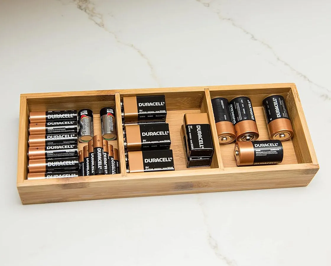 Bamboo Drawer Organizer - Three Compartment