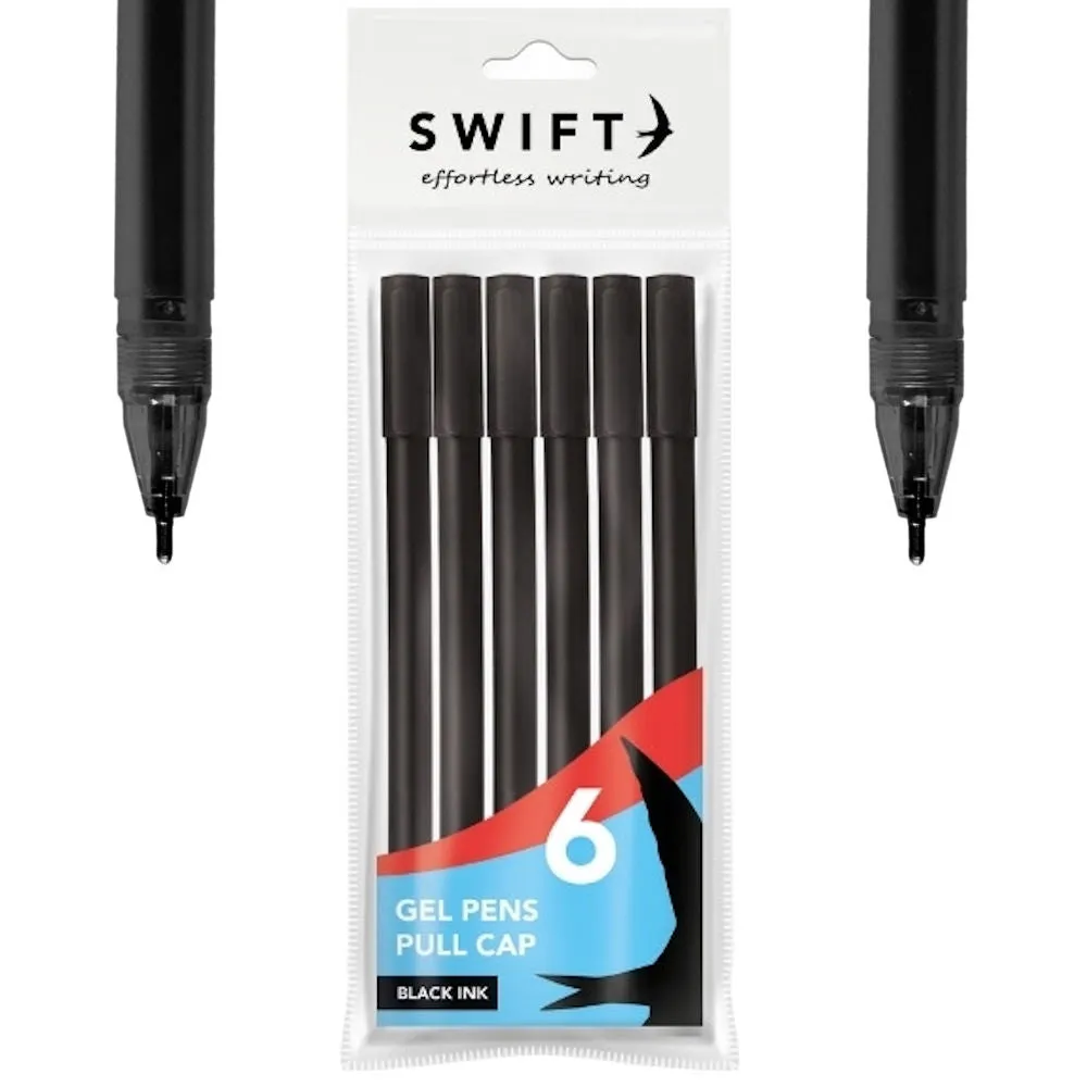 Black Gel Pens - 6 Pack Convenient Smooth Writing Value