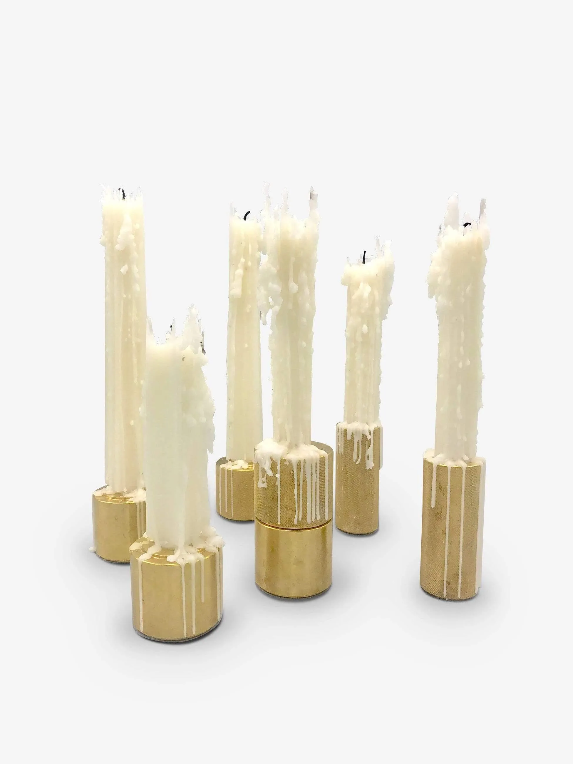 Brass Ribbed Lux Candle Holder Set by Klaar Prims