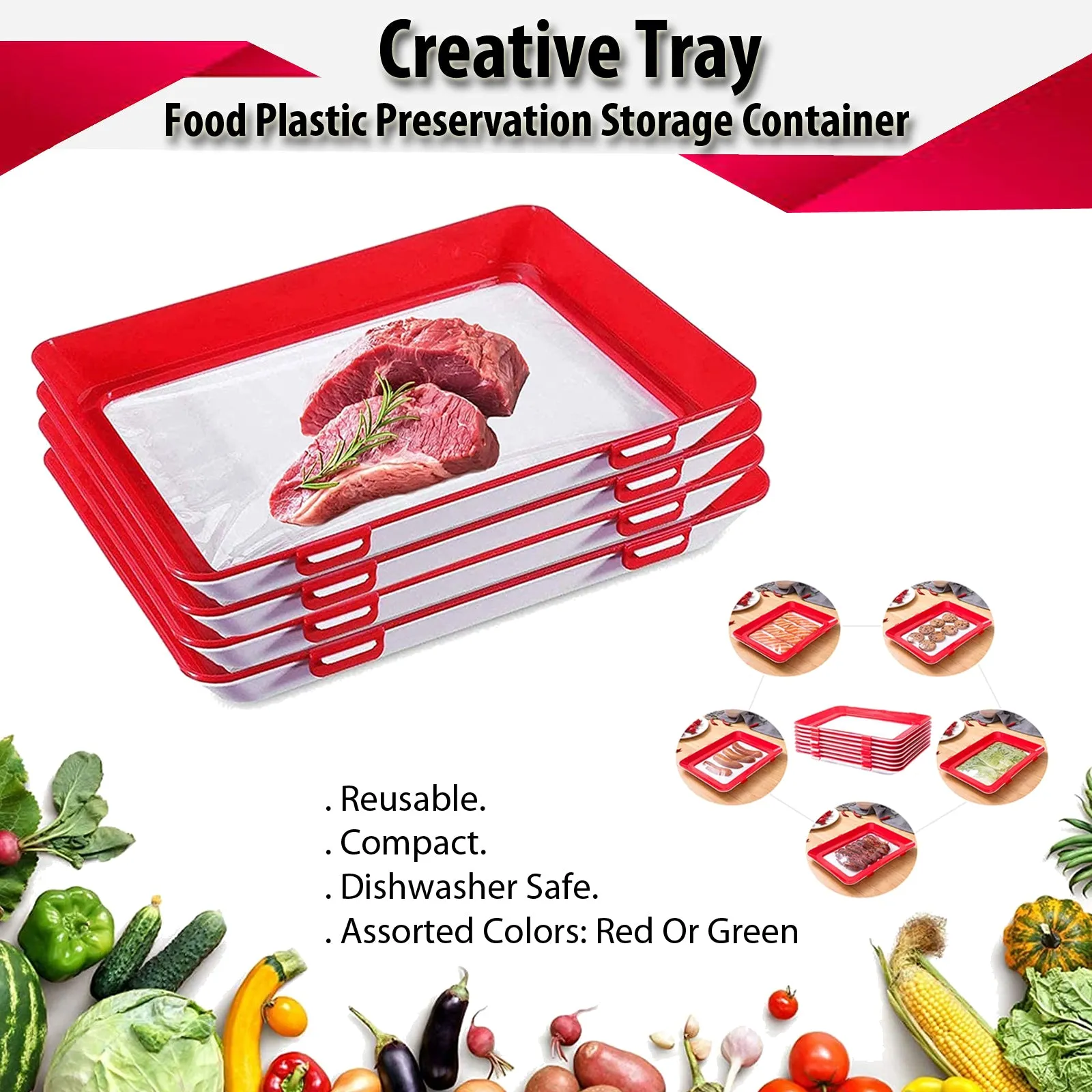 Creative Tray Food Preservation Storage Containers - Set of 2