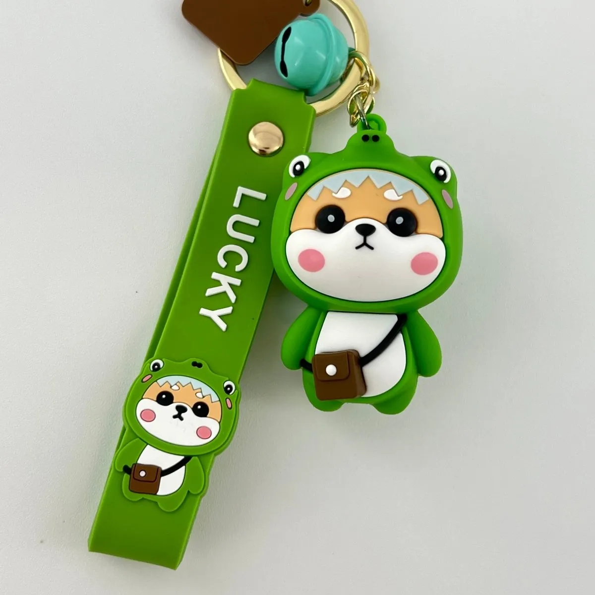 Cute Key Holders Shiba Inu (Green Dinosaur)