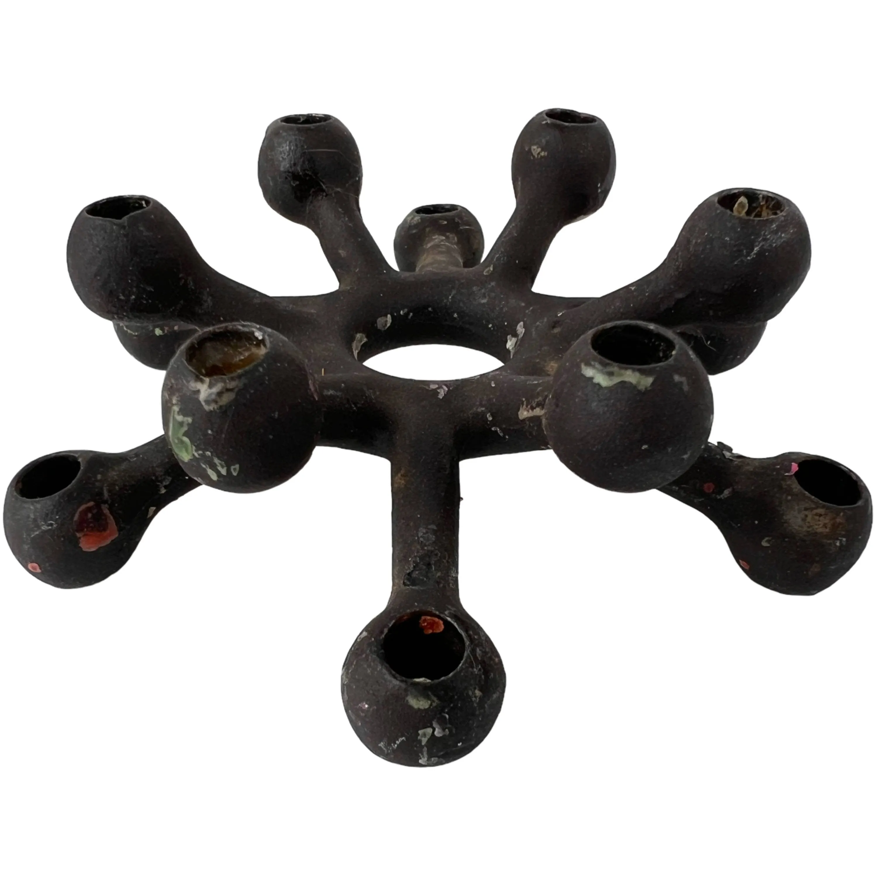 Dansk Jens Quistgaard JHQ Spider Tiny Taper Candle Holders Cast Iron Pair Danish Modern