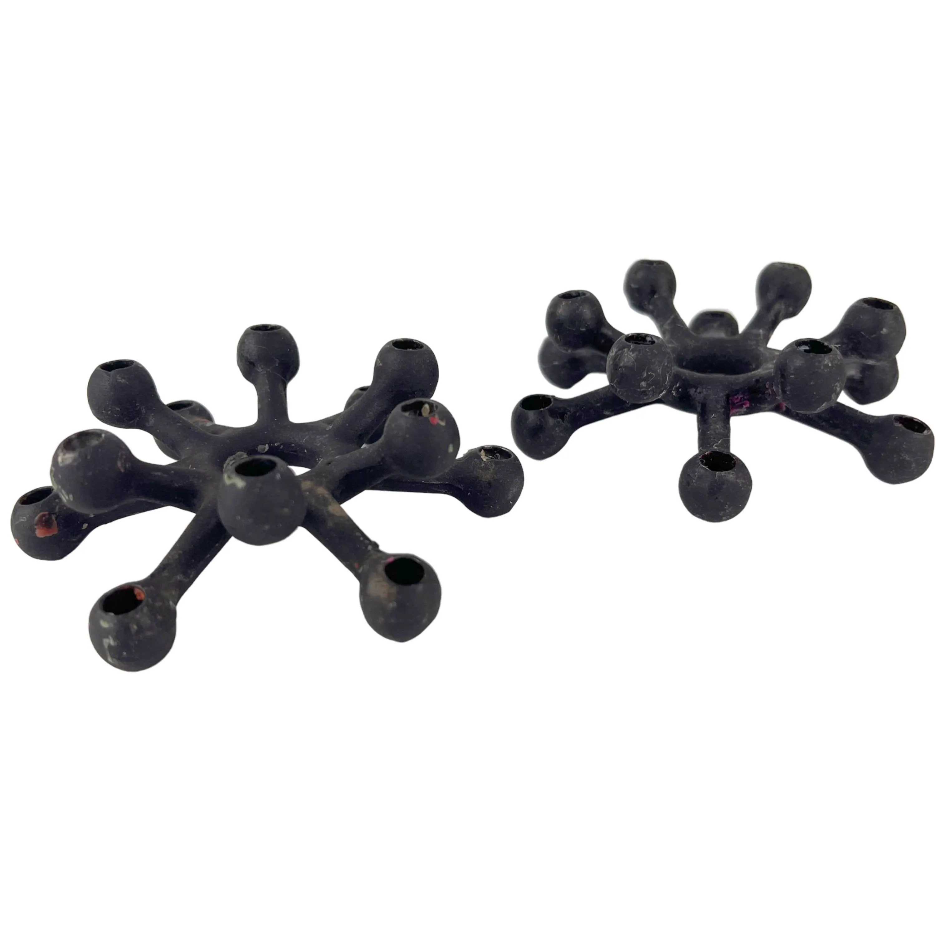 Dansk Jens Quistgaard JHQ Spider Tiny Taper Candle Holders Cast Iron Pair Danish Modern