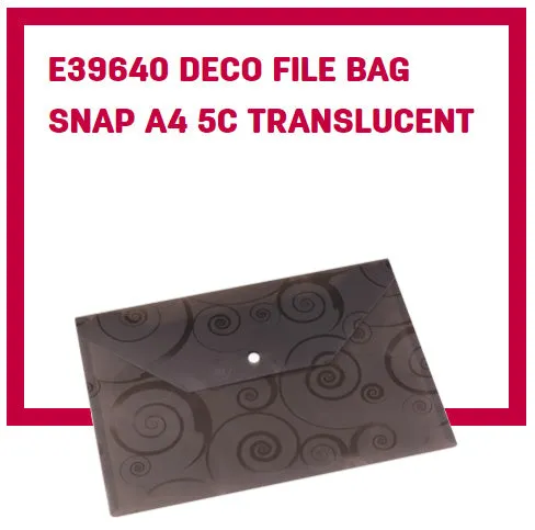 Deli Deco File Bag Snap A4 5C Translucent