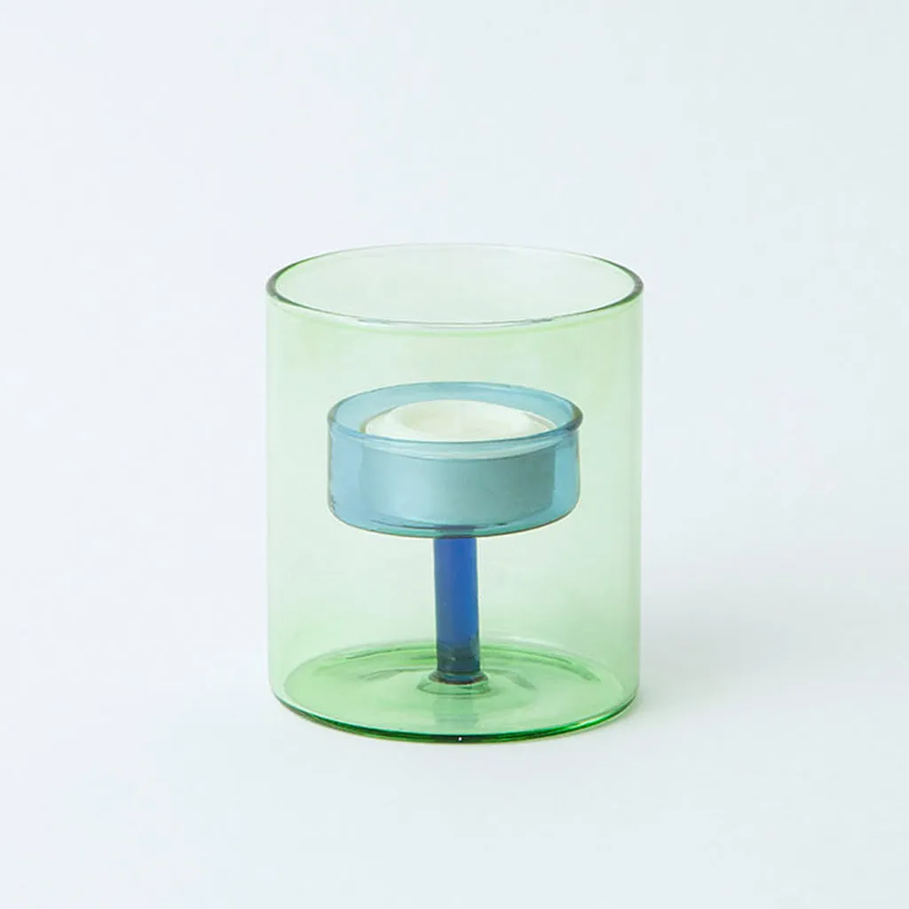 Duo Tone Glass Tea Light Holder