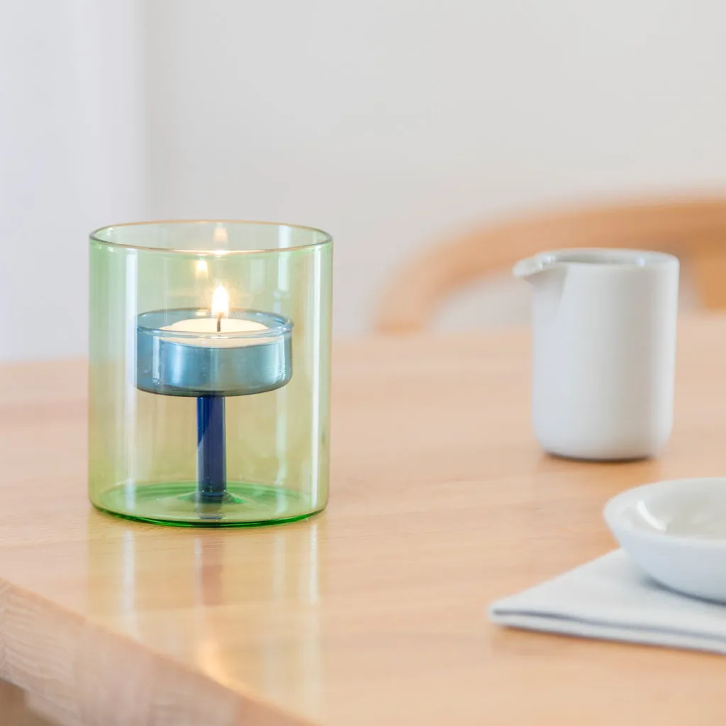 Duo Tone Glass Tea Light Holder