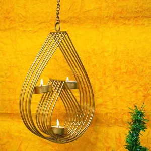 Ekhasa Hanging Tealight Candle Holder for Home Decor | Perfect Candle Holder for Diwali Decoration and Wall Hanging Decor | Indoor & Outdoor, Festival Decorative Candles Gift Items (Gold Diya)