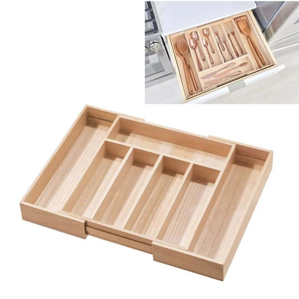 Expandable Wood Cutlery Tray