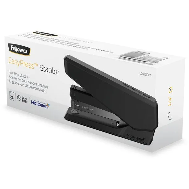 Fellowes Lx850 Half Strip Easy Press Stapler Black