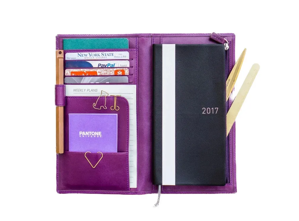 Galen Leather - Hobonichi Weeks Mega Cover/Wallet Insert - Regular Size - Purple