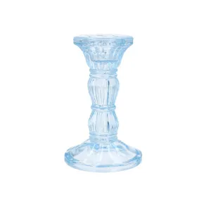 Gisela Graham 10cm Blue Moulded Glass Candle Stick