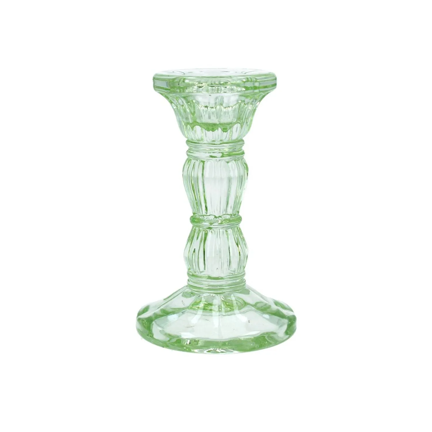 Gisela Graham 10cm Green Moulded Glass Candle Stick