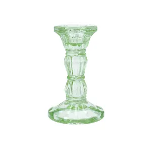 Gisela Graham 10cm Green Moulded Glass Candle Stick