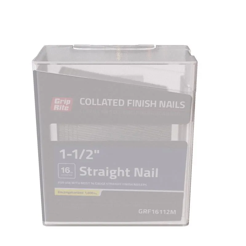 Grip-Rite 1-1/2 in. L X 16 Ga. Straight Strip Electro Galvanized Finish Nails 1000 pk