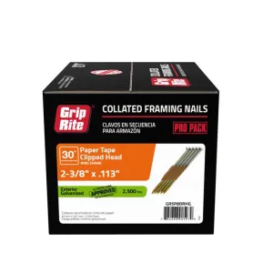 Grip-Rite 2-3/8 in. L Angled Strip Hot-Dip Galvanized Framing Nails 33 deg 2500 pk