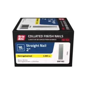 Grip-Rite 2 in. L X 16 Ga. Straight Strip Electro Galvanized Finish Nails 2500 pk