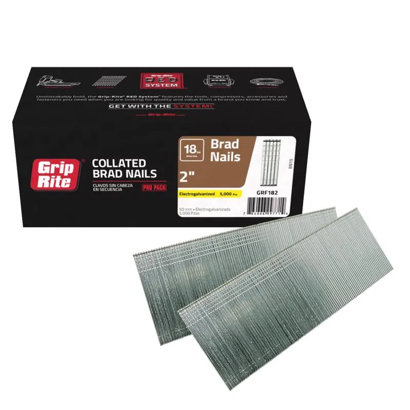 Grip-Rite 2 in. L X 18 Ga. Straight Strip Electro Galvanized Finish Nails 5000 pk