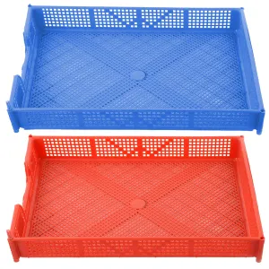 Heart Home CTHH015900 Multi Purpose Plastic Stationary Office File Tray for Paper/Documents/Letters/Folders Holder Desk Organizer (Blue & Red, A4) - 2 Pieces