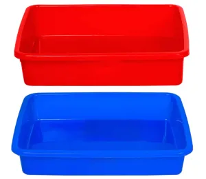 Kuber Industries Plastic 2 Pieces Medium Size Stationary Office Tray, File Tray, Document Tray, Paper Tray A4 Documents/Papers/Letters/folders Holder Desk Organizer (Blue & Red) CTKTC134826