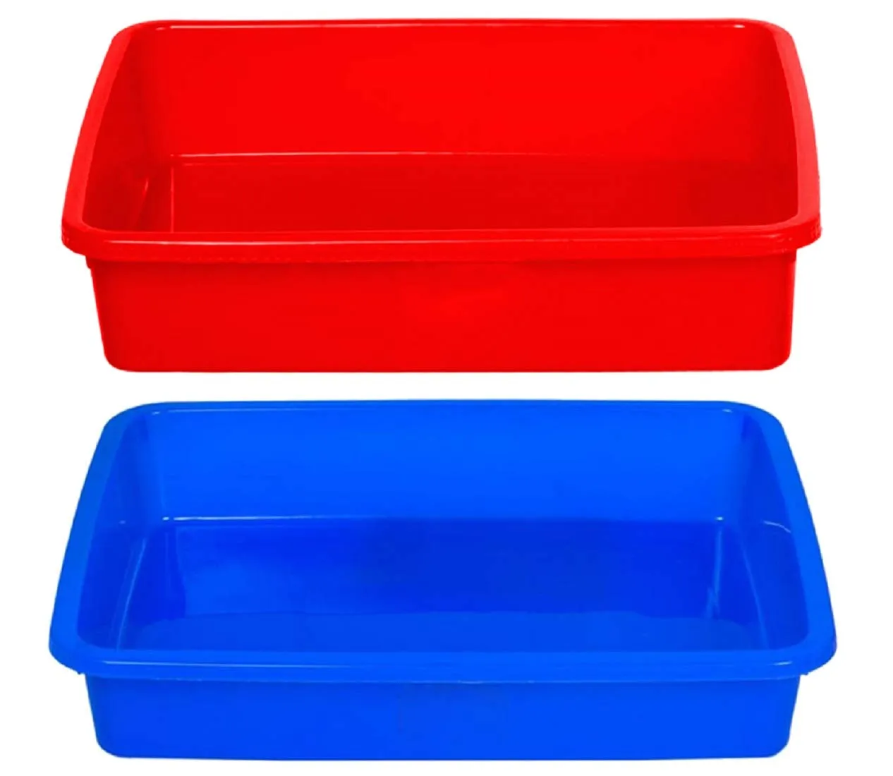 Kuber Industries Plastic 2 Pieces Medium Size Stationary Office Tray, File Tray, Document Tray, Paper Tray A4 Documents/Papers/Letters/folders Holder Desk Organizer (Blue & Red) CTKTC134826