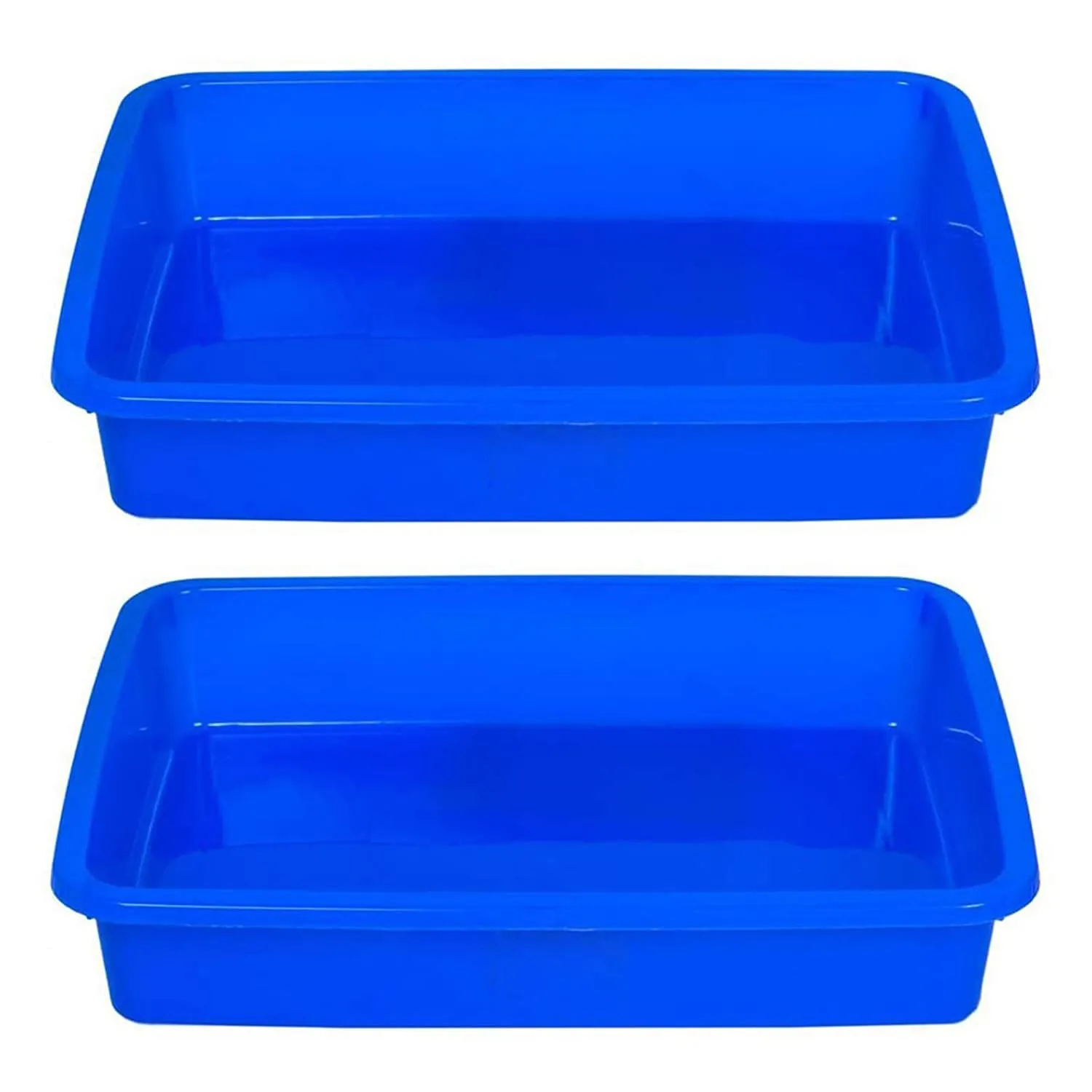 Kuber Industries Plastic 2 Pieces Medium Size Stationary Office Tray, File Tray, Document Tray, Paper Tray A4 Documents/Papers/Letters/Folders Holder Desk Organizer (Blue)-Ctktc42789