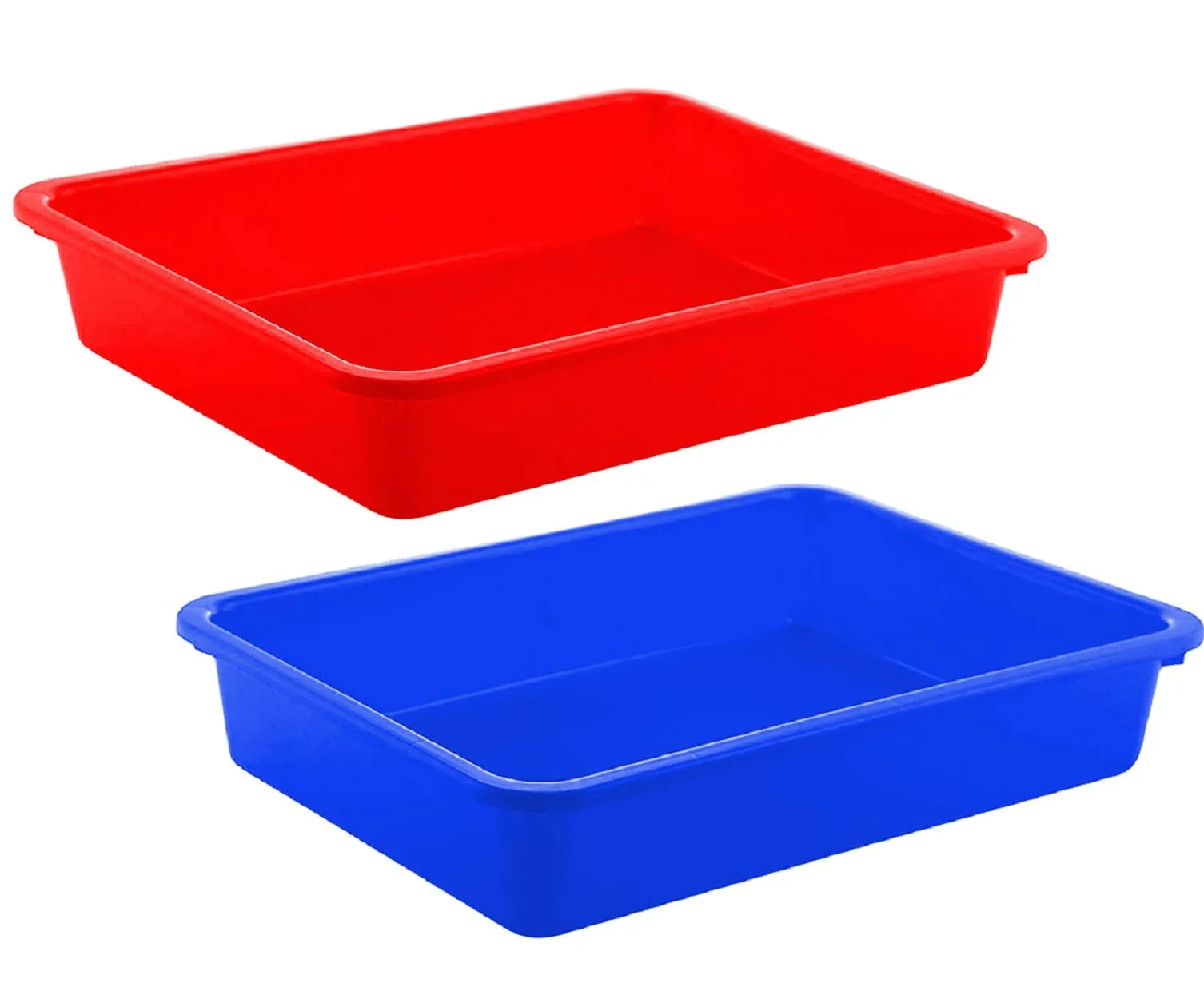 Kuber Industries Plastic 2 Pieces Small Size Stationary Office Tray, File Tray, Document Tray, Paper Tray A4 Documents/Papers/Letters/folders Holder Desk Organizer (Blue & Red)-CTKTC042818, Standard