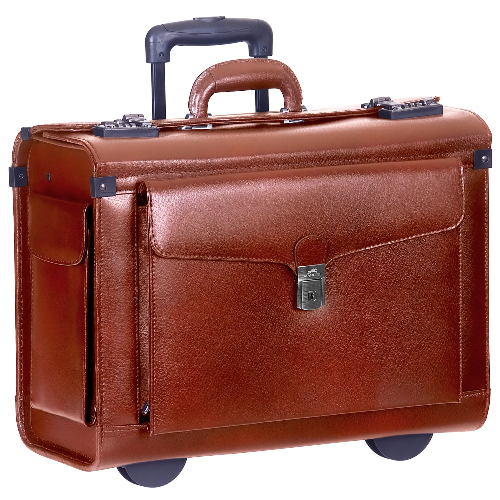 Mancini BUSINESS Collection Deluxe Leather Wheeled Catalog Case