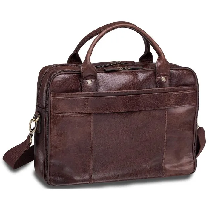 Mancini Leather Briefcase Double Compartment for Laptop/Tablet