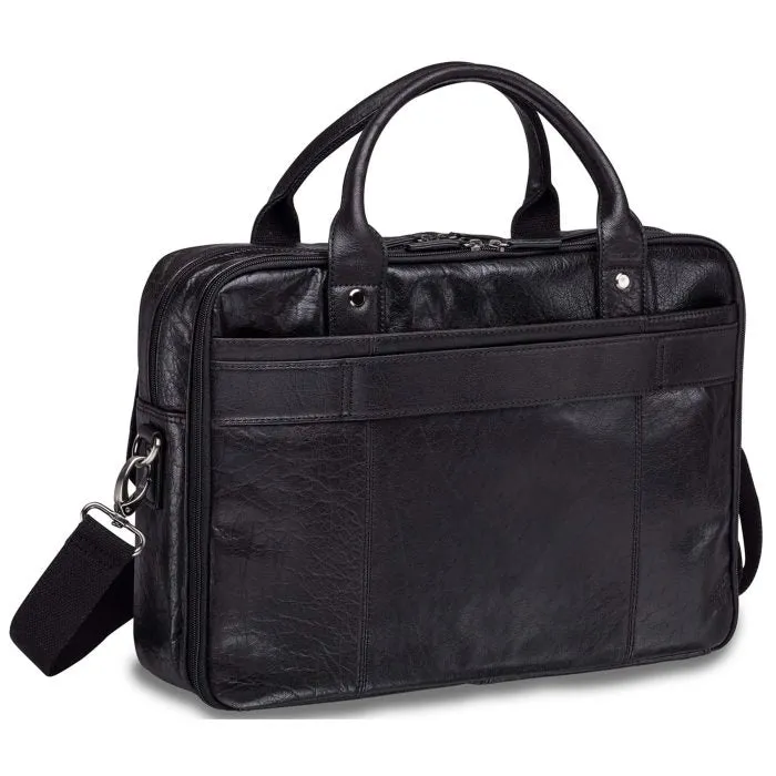 Mancini Leather Briefcase Double Compartment for Laptop/Tablet