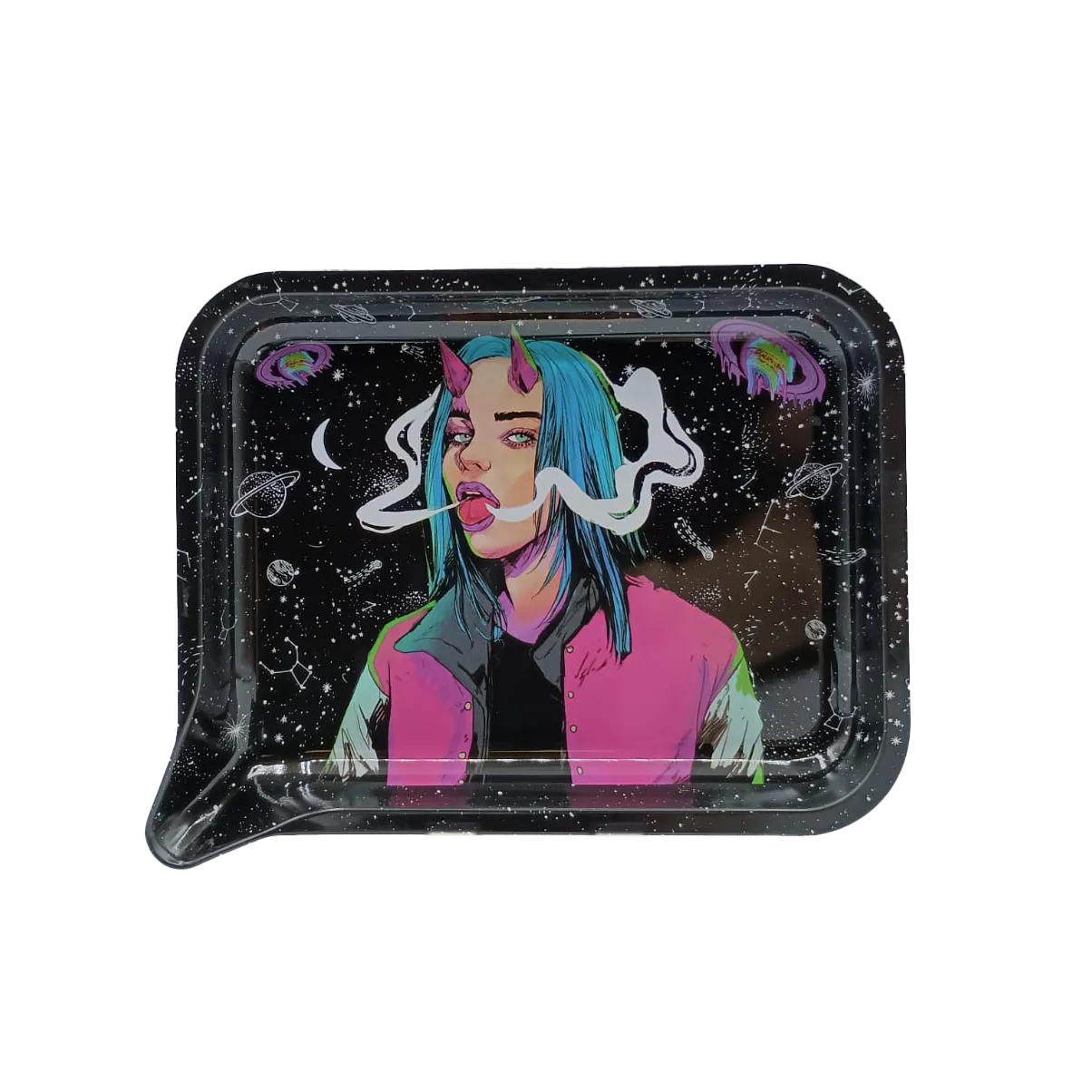 Medium Funnel Rolling Tray With 3D Lids (Galactic Evil Girl)