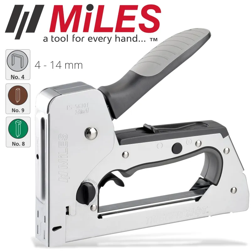 MILES STAPLE GUN 18G TRIGGER SHOT 3 IN 1 BRAD12-14 HL PIN 14 STAP T50 6-14MM MILTS5670T