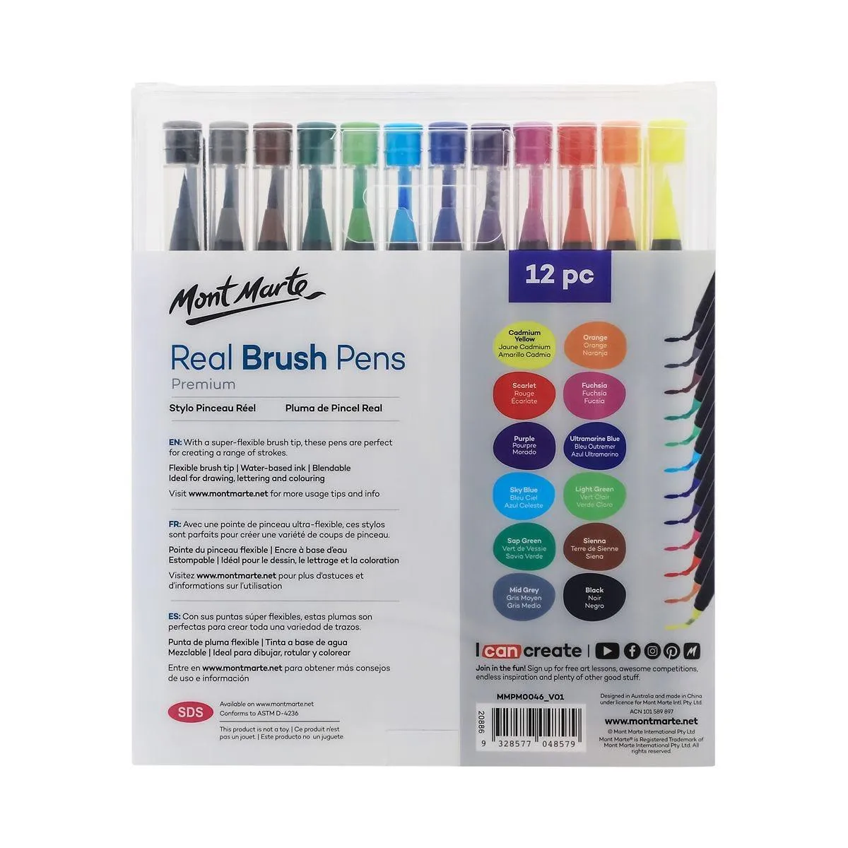 Mont Marte Real Brush Pens 12pcs