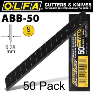 OLFA OLFA BLADES BLACK X-SHARP 50 PER PACK ULTRA SHARP 9MM BLA ABB50