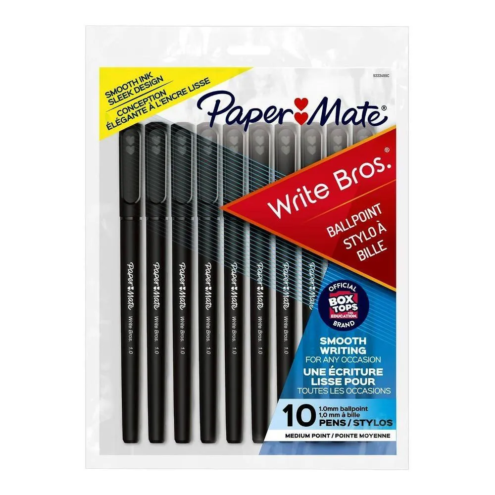 Paper Mate Ballpoint Pens 1.0mm Medium Black 10pk