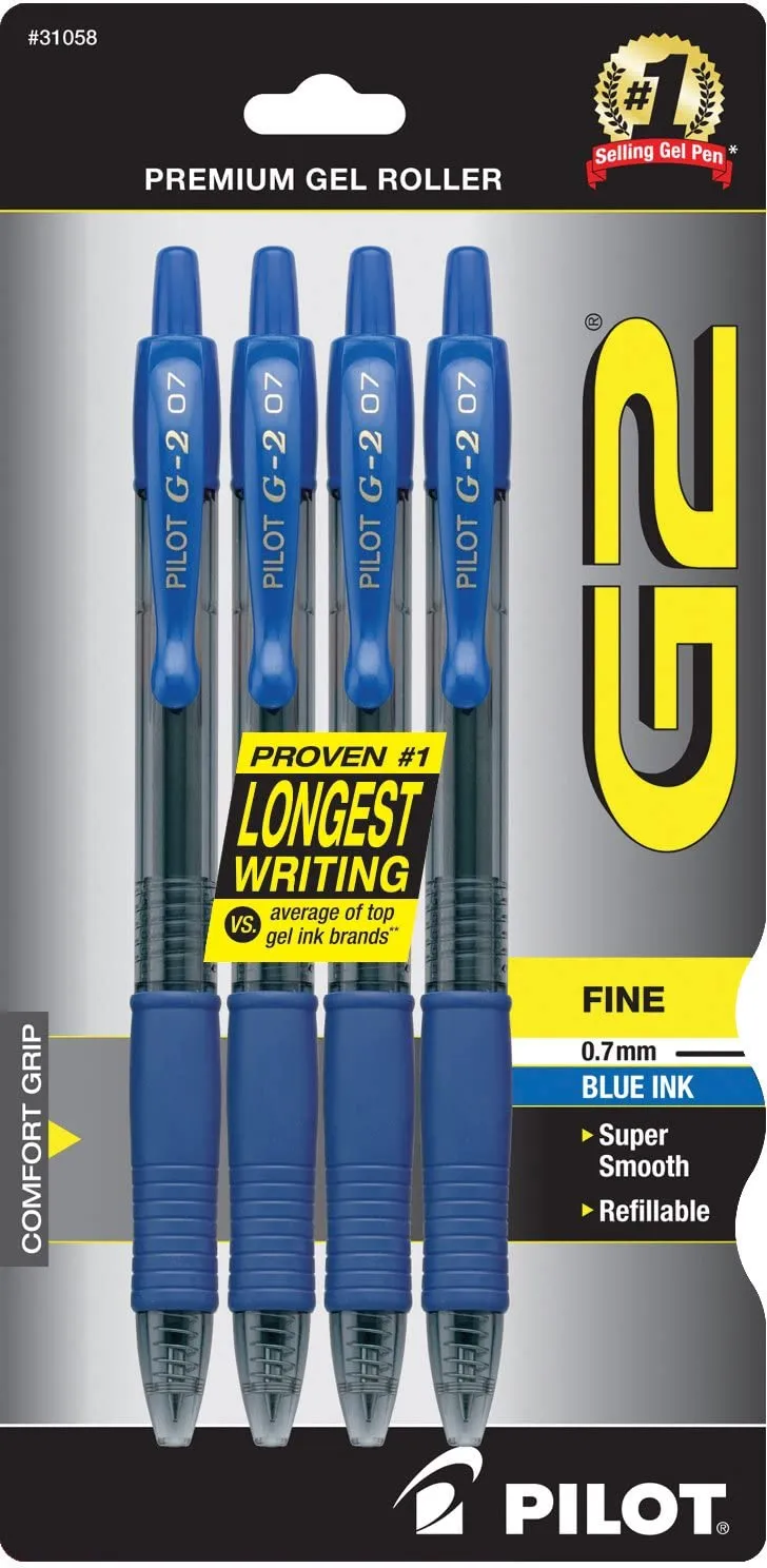 PILOT G2 Premium Refillable & Retractable Rolling Ball Gel Pens, Fine Point, Assorted Color Inks, 10-Pack (31236)