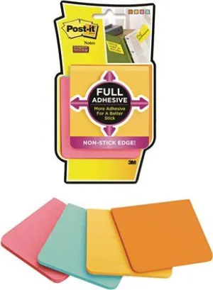 Post-It Full Adhesive Notes 3 Inch  X 3 Inch  Assorted Farmers Market Colors 4 Per Pack