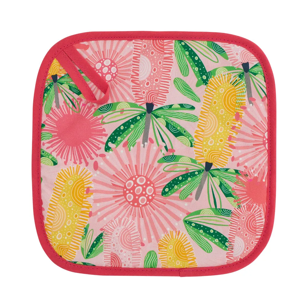 Pot Holder - Cotton -  Pink Banksia