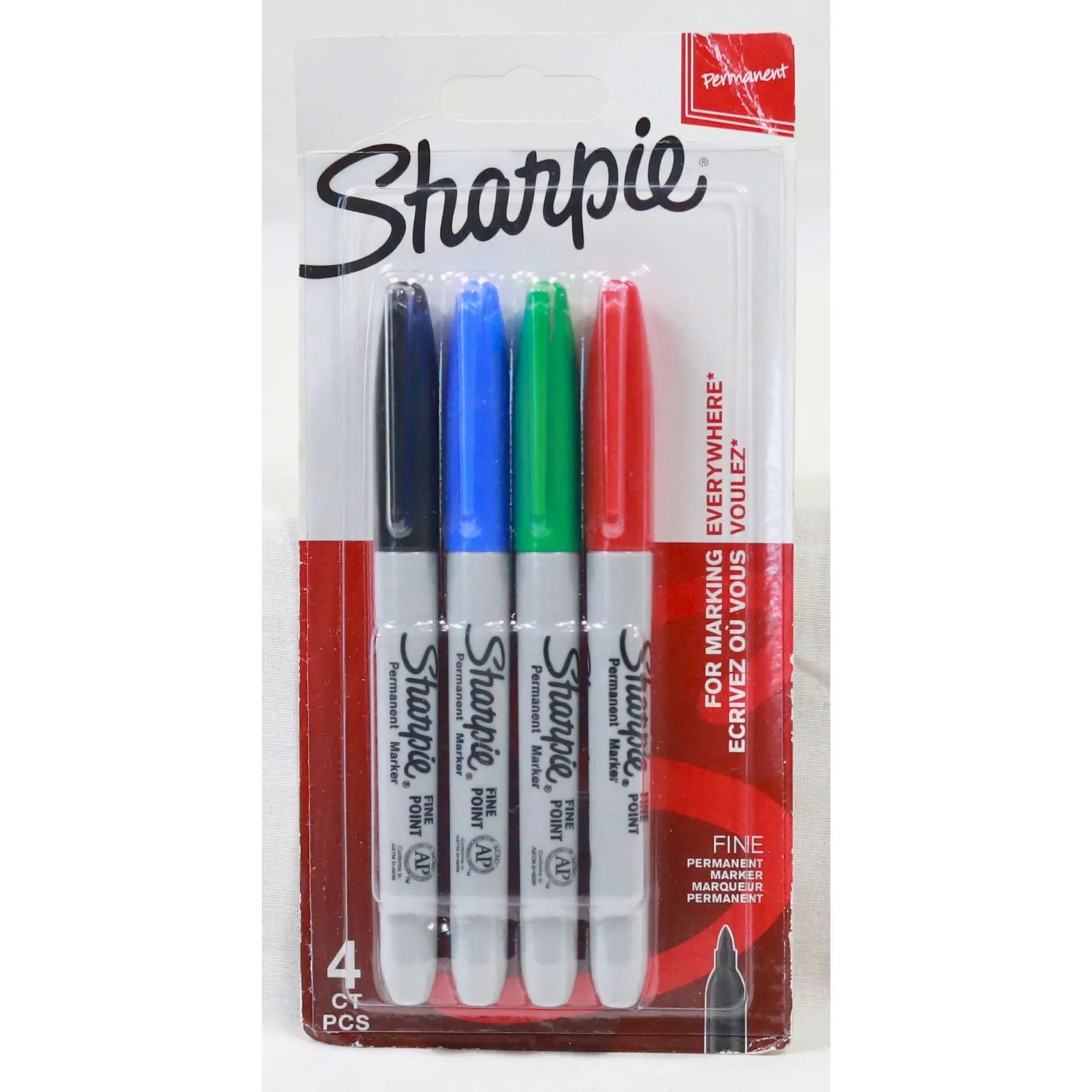 Sharpie - 4 Fine Tip Permanent Markers - Assorted Colours