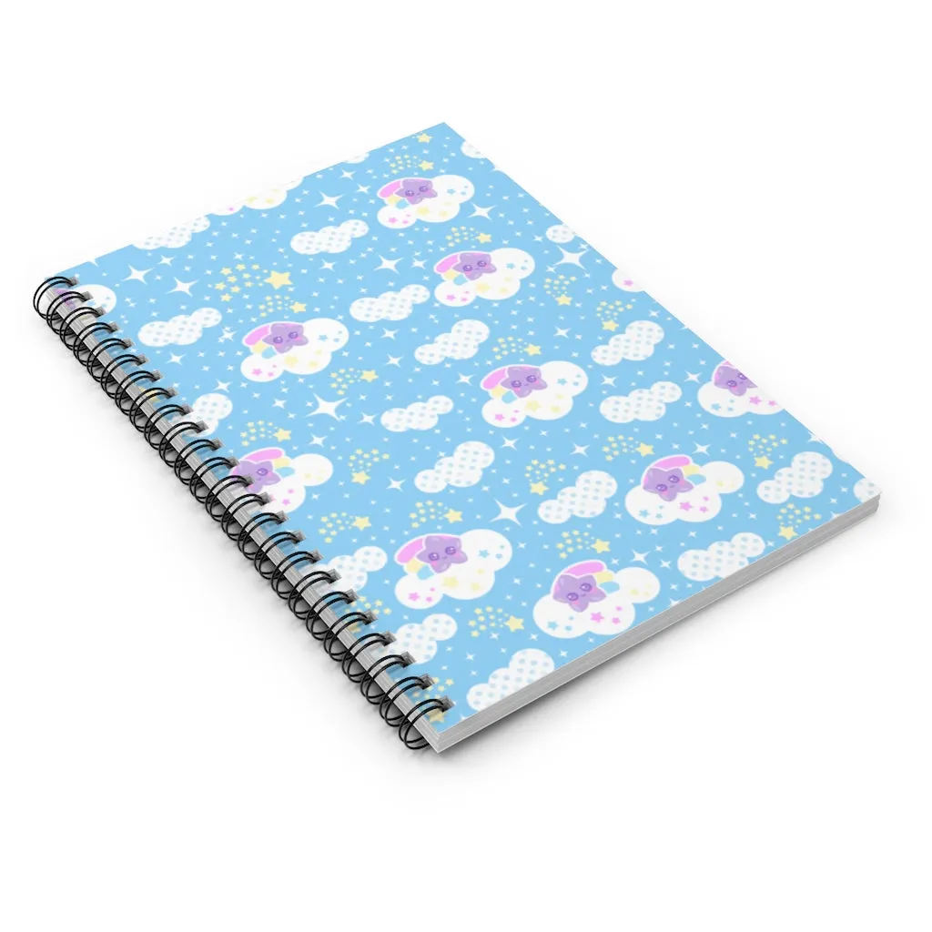 Shooting Star Clouds Blue Spiral Notebook - Ruled Line